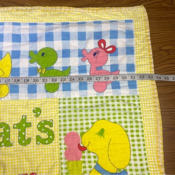 Handmade Baby Quilt Crib Blanket Bright Color Animal Patchwork 41"X34"‎ - Picture 10 of 11